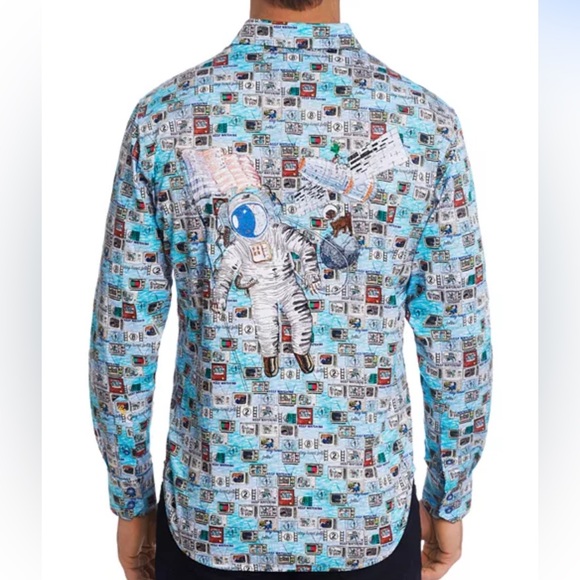 Sz 4X Men’s Robert Graham Stay Tuned TV Print Classic Fit Button-Down Shirt - Picture 11 of 12